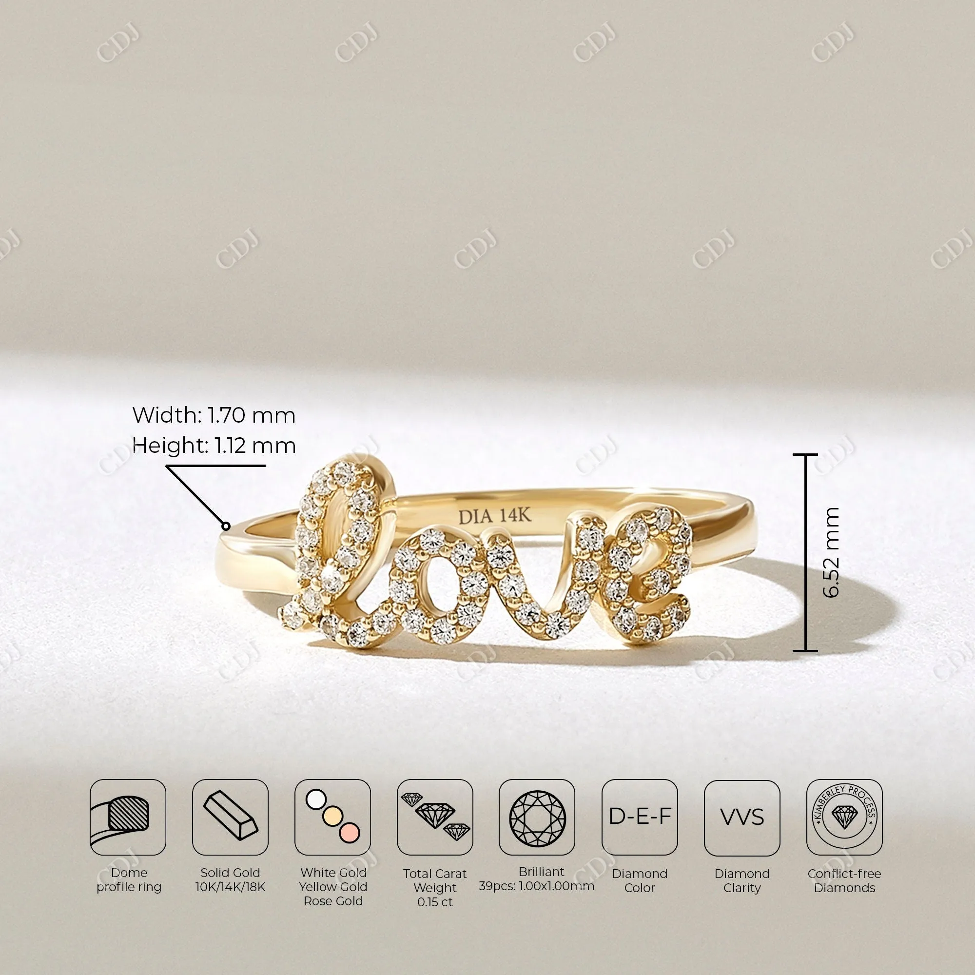 0.15CTW Natural Diamond Love Ring