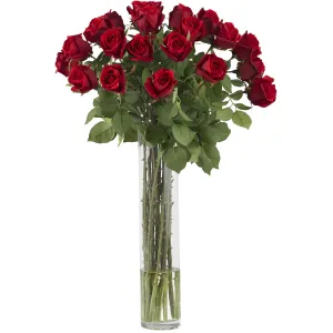 32" Artificial Rosebud Arrangement w/Cylinder - Low Maintenance, Life-Like & Vibrant Silk Flowers For Busy People.