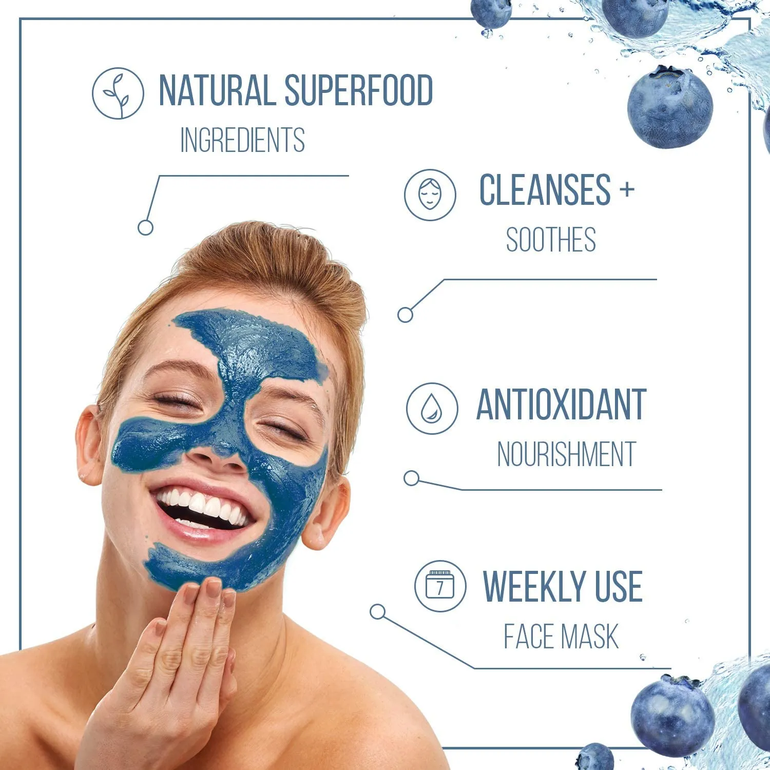 7th Heaven Superfood Blueberry Mud Mask, Soothing and Hydrating Mask with Refreshing Raspberry and Anti-oxidant Blueberry - Ideal for All Skin Types 10g