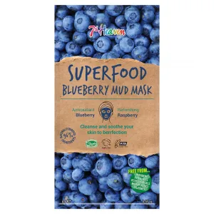 7th Heaven Superfood Blueberry Mud Mask, Soothing and Hydrating Mask with Refreshing Raspberry and Anti-oxidant Blueberry - Ideal for All Skin Types 10g