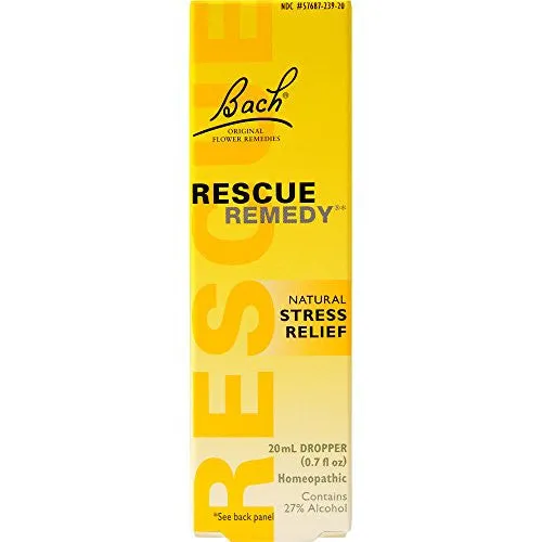 BACH RESCUE REMEDY ORIGINAL NATURAL STRESS RELIEF FLOWER ESSENCE, DROPPER, 20 ML