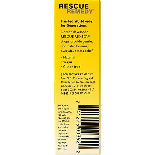 BACH RESCUE REMEDY ORIGINAL NATURAL STRESS RELIEF FLOWER ESSENCE, DROPPER, 20 ML