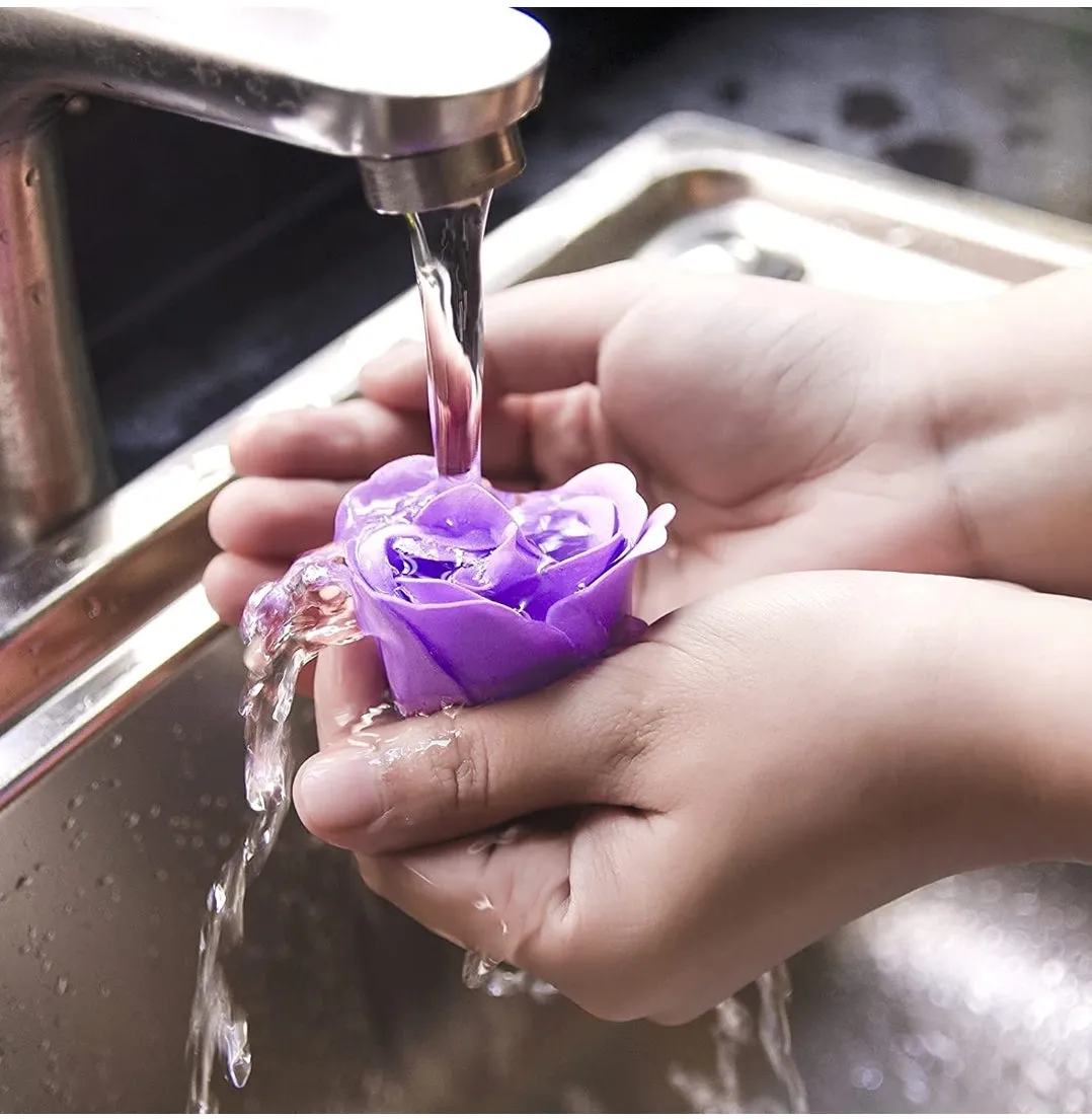 Bath Soap Rose Flower Floral Scented Rose Soap Petals Body Soap in Gift Box for Valentine's Day Anniversary Birthday Mothers Day Gifts, Gift for Her (18 Pcs/Box Gradient Purple)