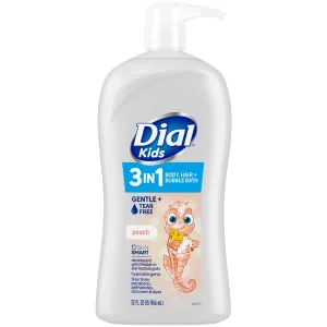 Dial Kids 3-in-1 Body Hair Bubble Bath, Peach, 32 fl oz