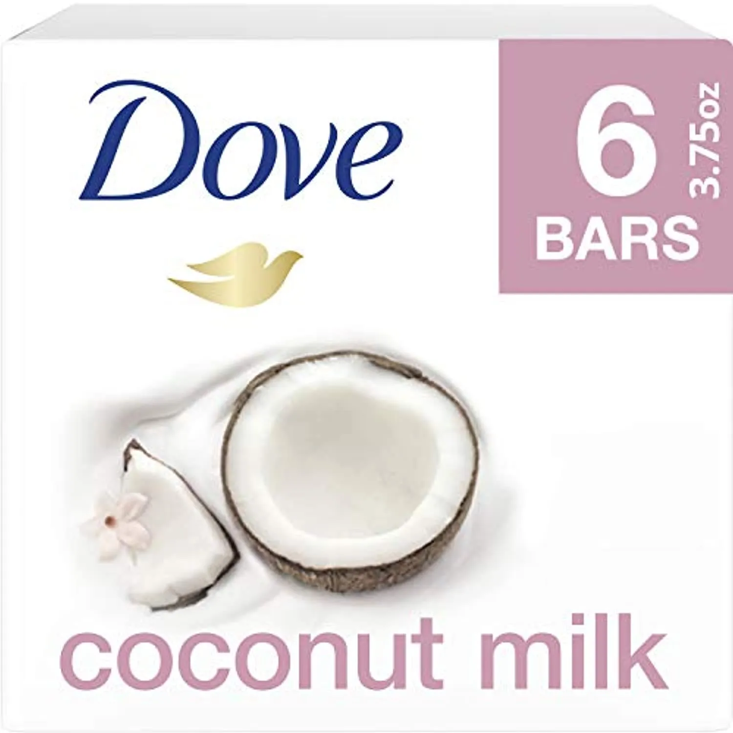 Dove Beauty Bar For Softer Skin Coconut Milk More Moisturizing Than Bar Soap, (6 Count of 3.75 oz Bars) 22.5 oz