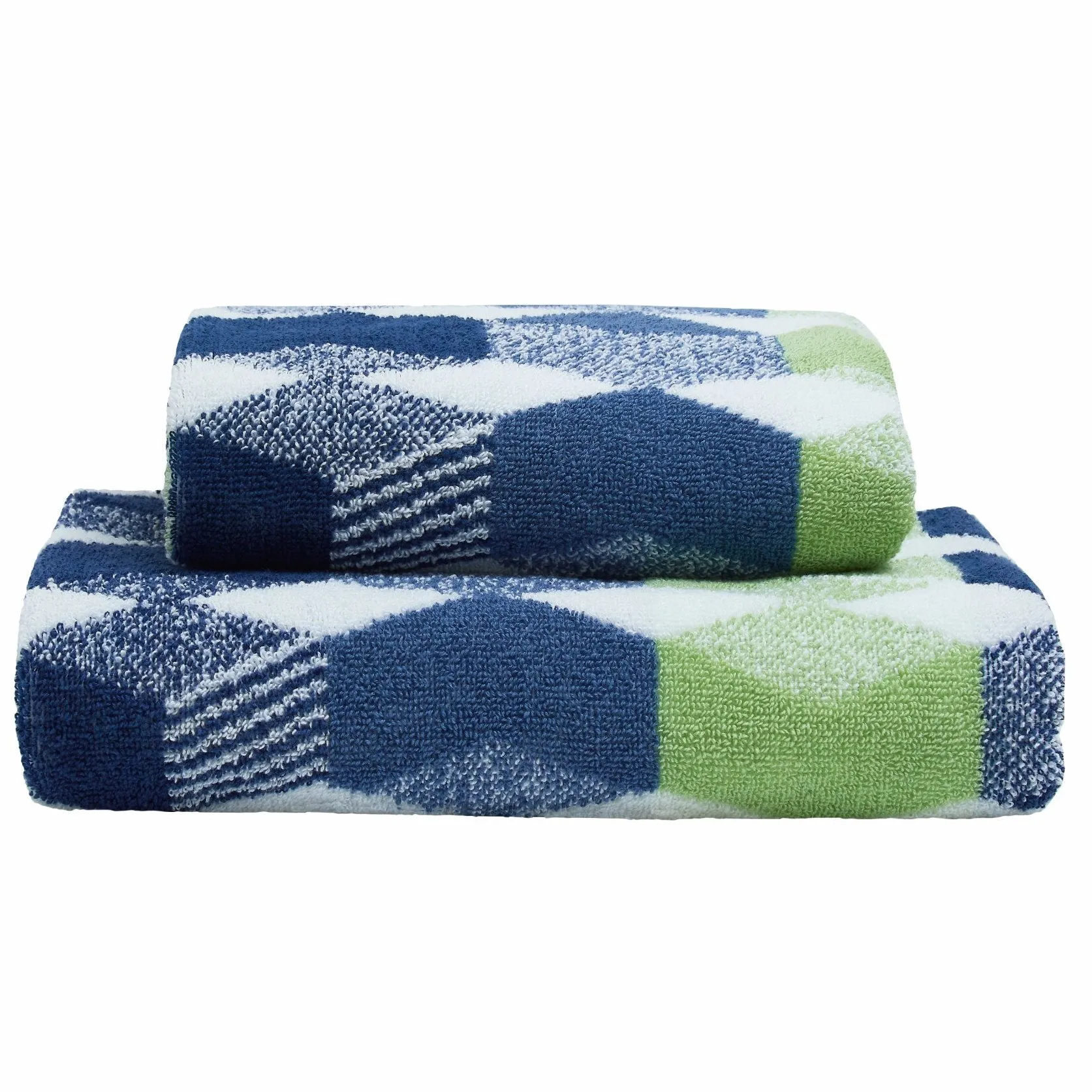 Fusion Hexagon Hand Towel - 2 Pack - Navy