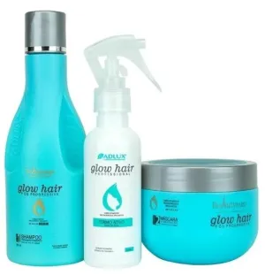 Glow Hair Home Care Recovering Strengthening Maintenance Kit 3 Itens - Adlux