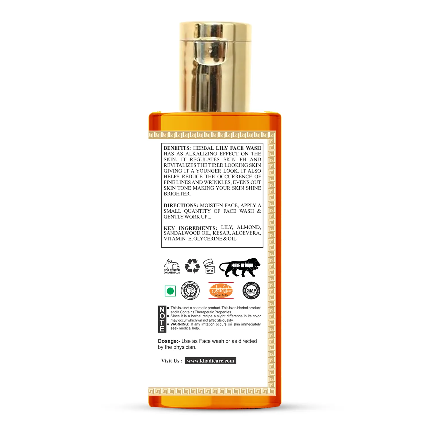 Khadi Care Herbal Lily Face Wash  -Pack of 2 - Each 210 ml