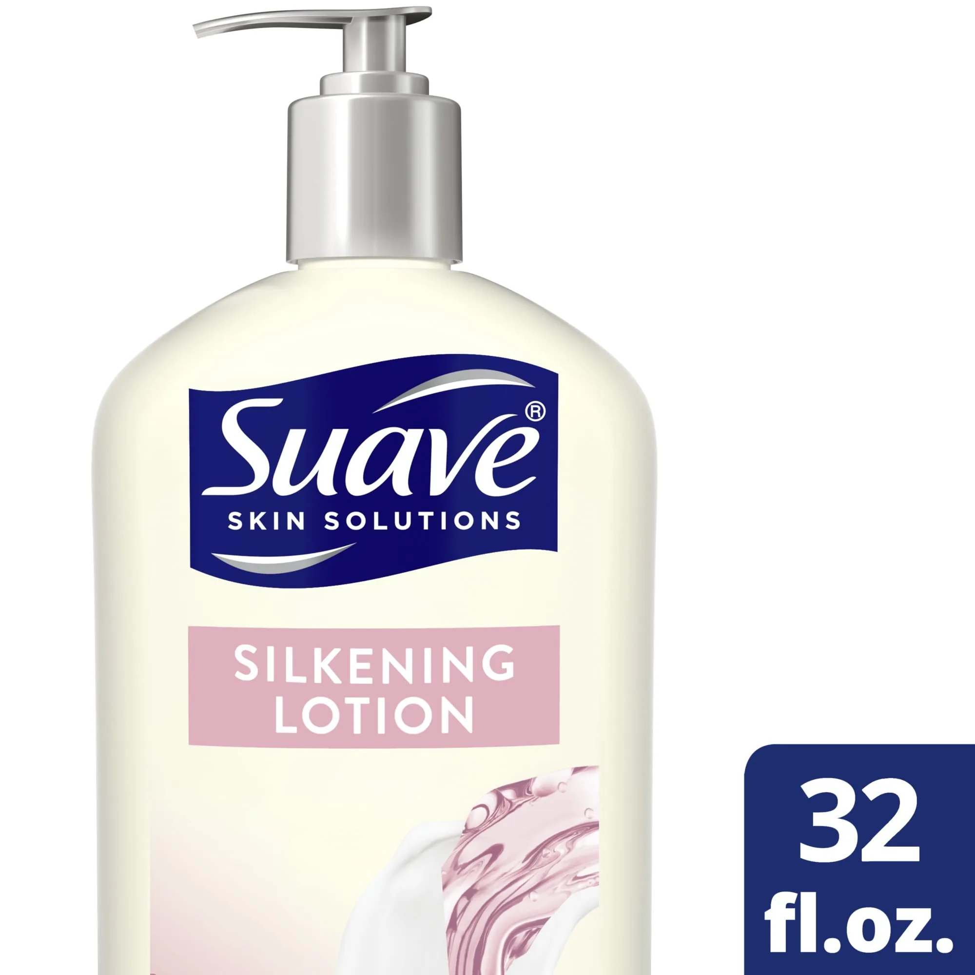 Suave Skin Solutions Silkening Body Lotion for Dry Skin with Baby Oil for All Skin Types, 32 oz