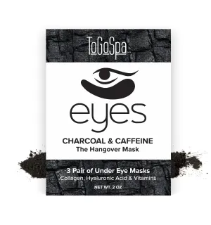 ToGoSpa Bamboo Under Eye Masks – The Hangover Mask – Charcoal & Caffeine – Pack of 3